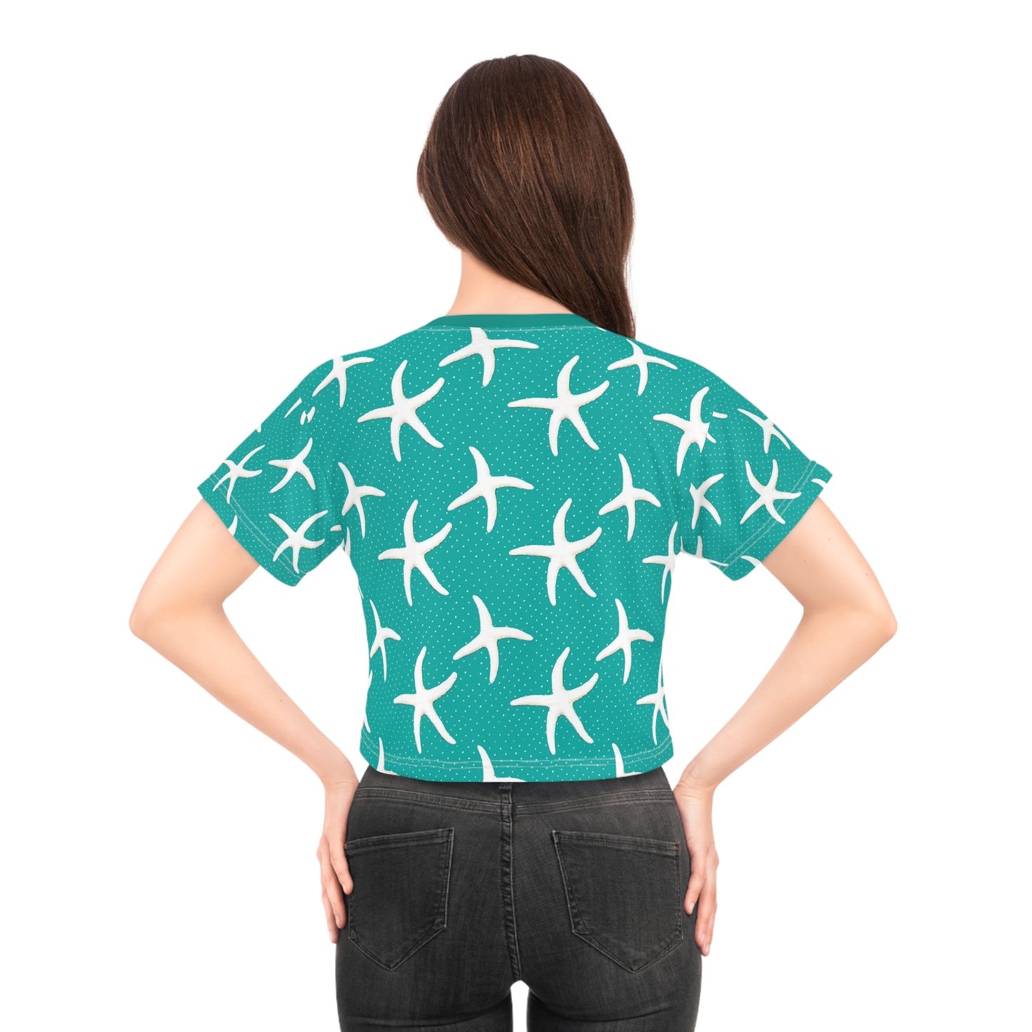 Stay Cool and Stylish: Summer Aqua  Crop Tees for Women - Trendy, Casual, and Comfortable!