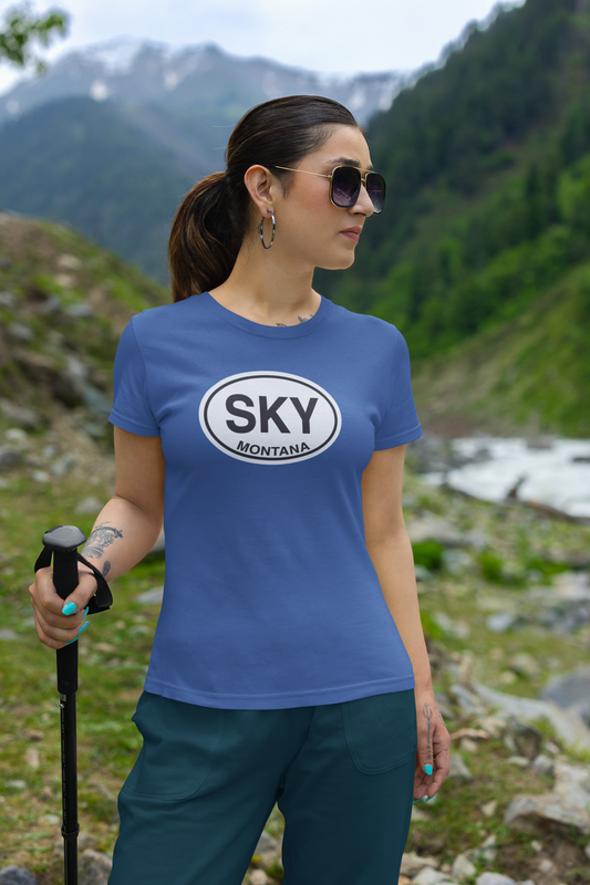 Womens Tshirt with Big Sky Montana Oval Logo on front