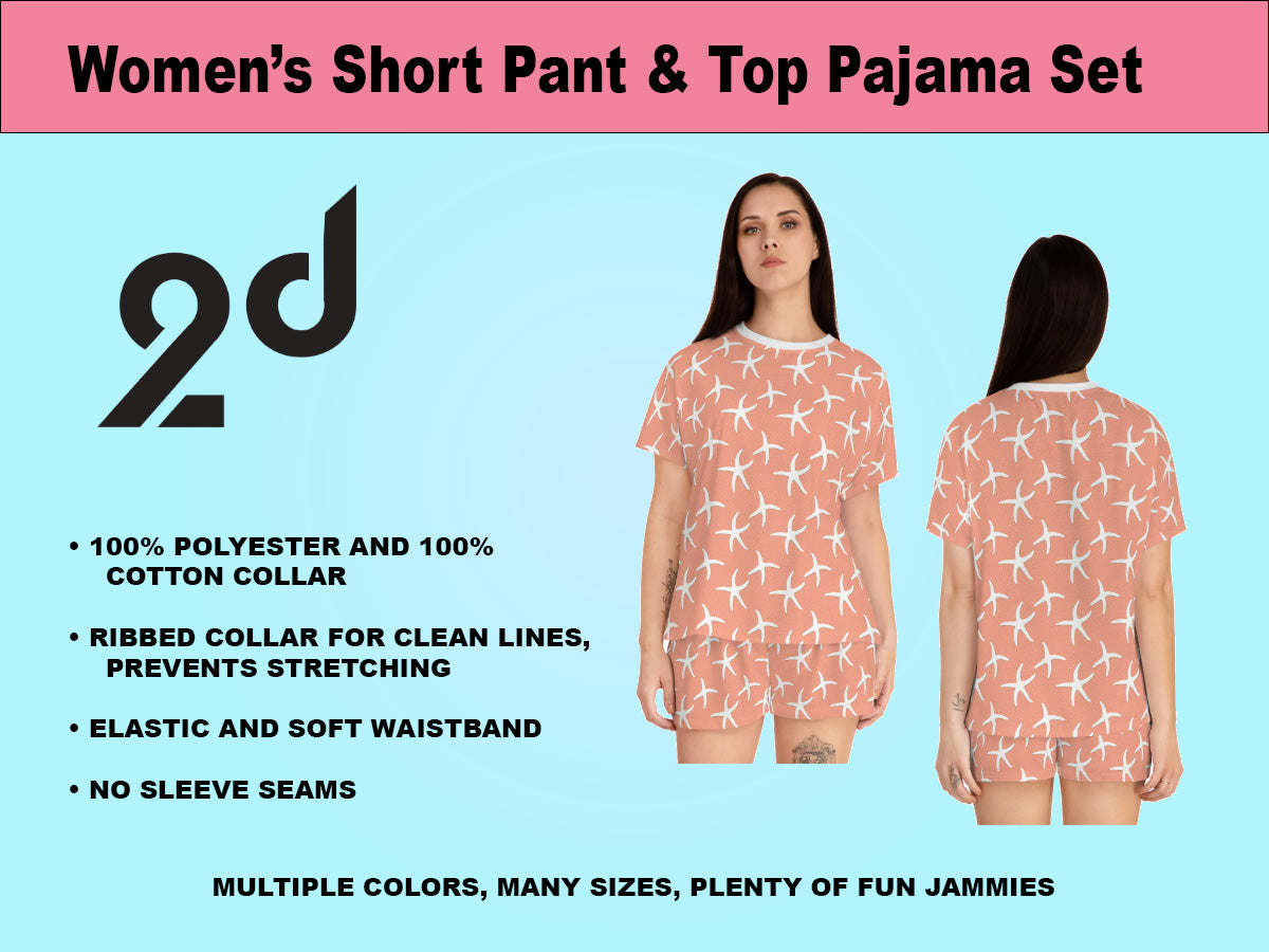 Coral Short Sleeve, Short Pant Pajama Set, Coral Art