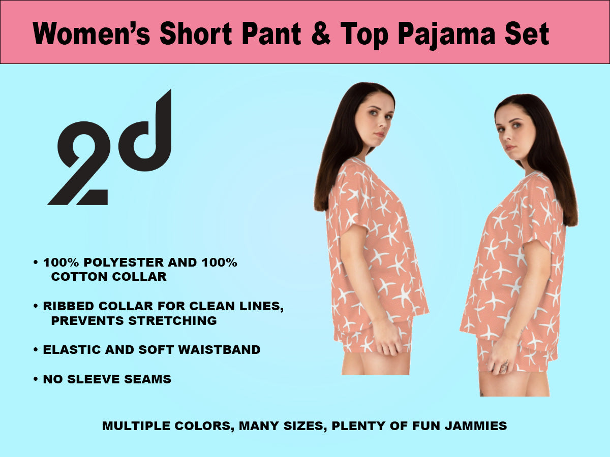 Coral Short Sleeve, Short Pant Pajama Set, Coral Art