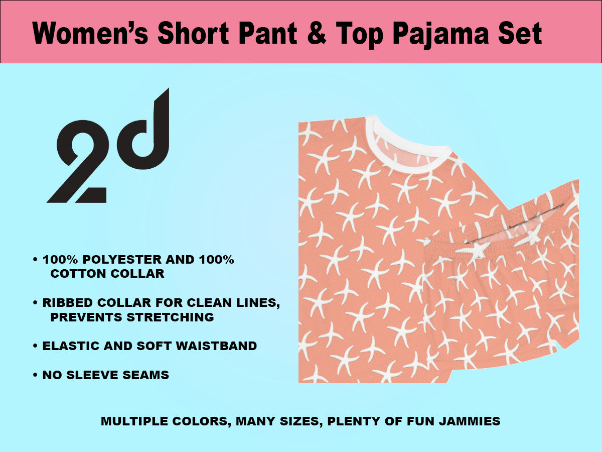 Coral Short Sleeve, Short Pant Pajama Set, Coral ArtCoral Short Sleeve, Short Pant Pajama Set, Coral Art