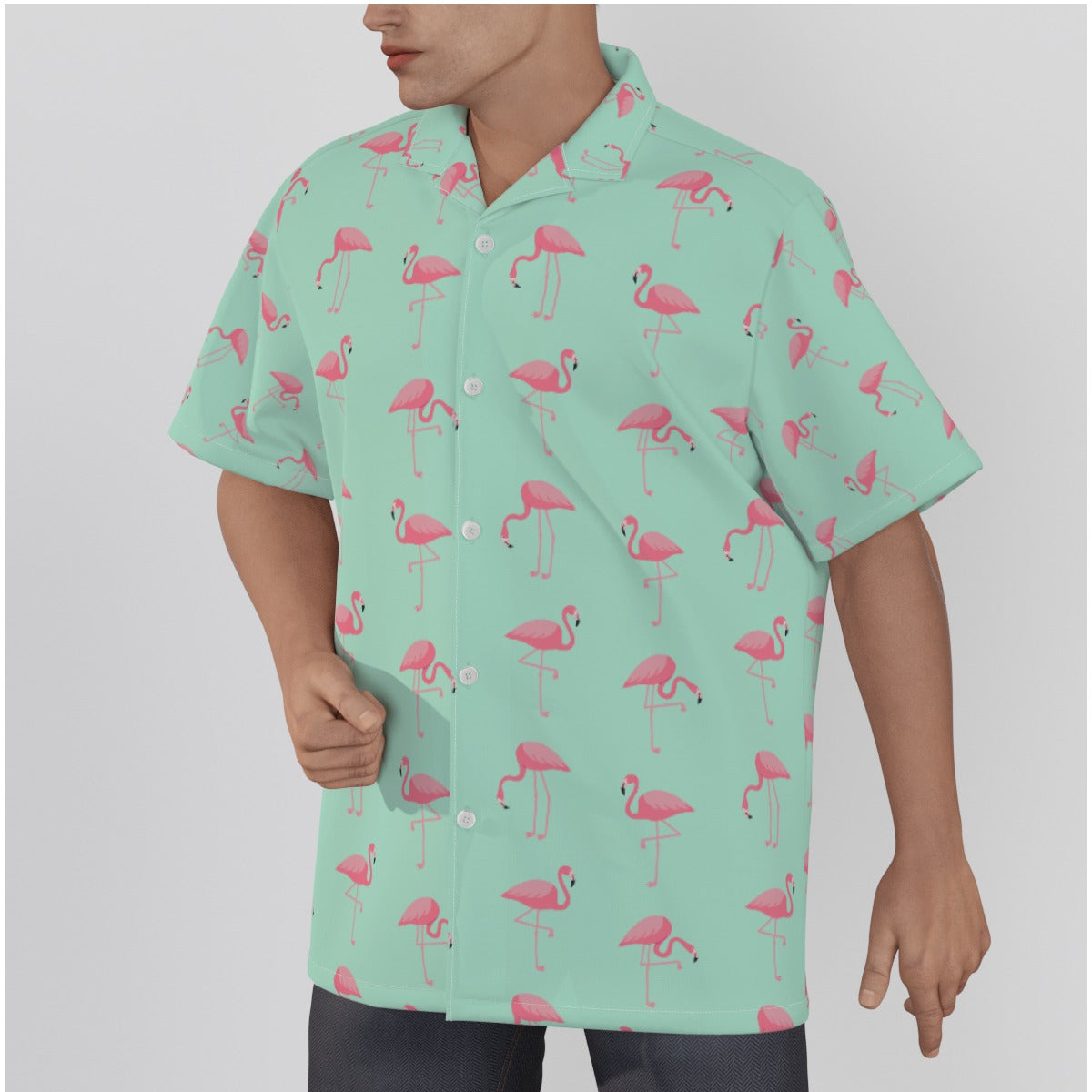Pretty in Pink Flamingo Men's Hawaiian Shirt