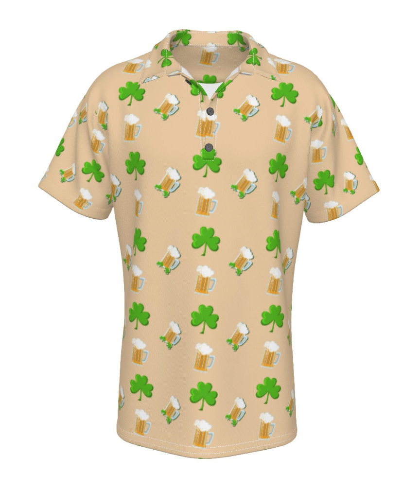 Men's Polo Shirt - Blend of Irish heritage and golfing style Clover and Beer Polo