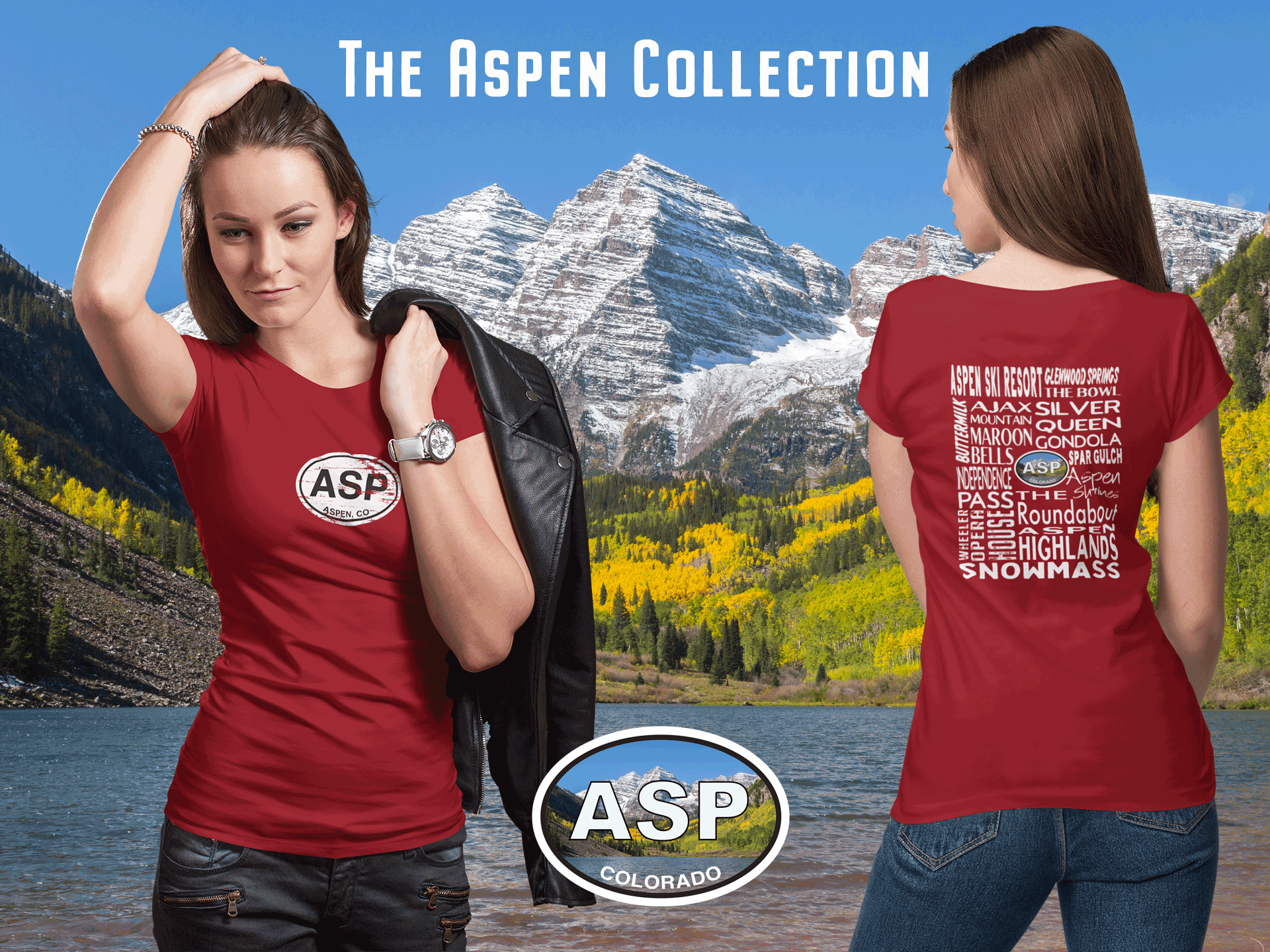 Aspen Women's Things to Do T-Shirt | Oval Logo Women's 2-Sided Tee - My Destination Location