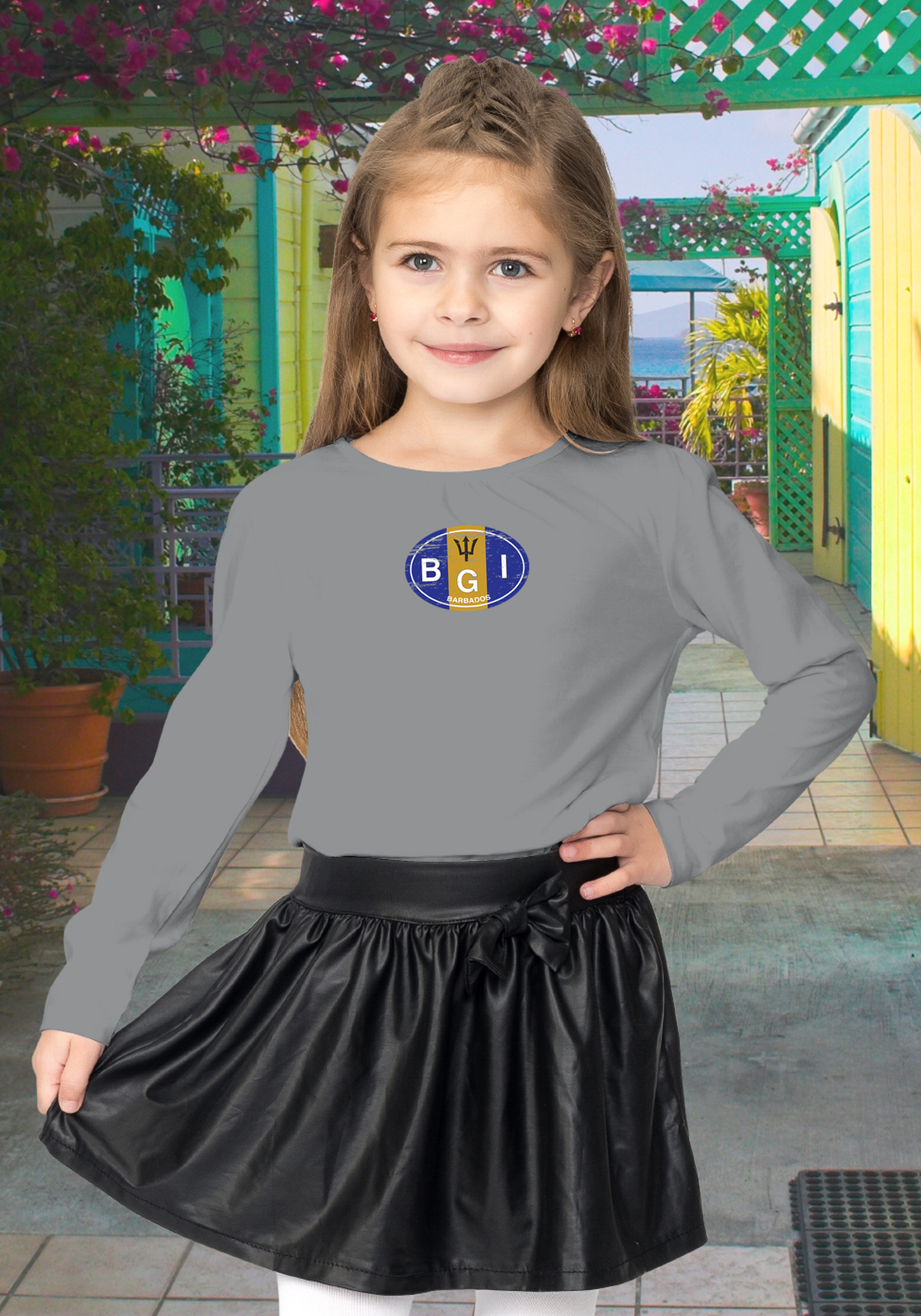 Barbados Youth Flag Long Sleeve T-Shirts - My Destination Location