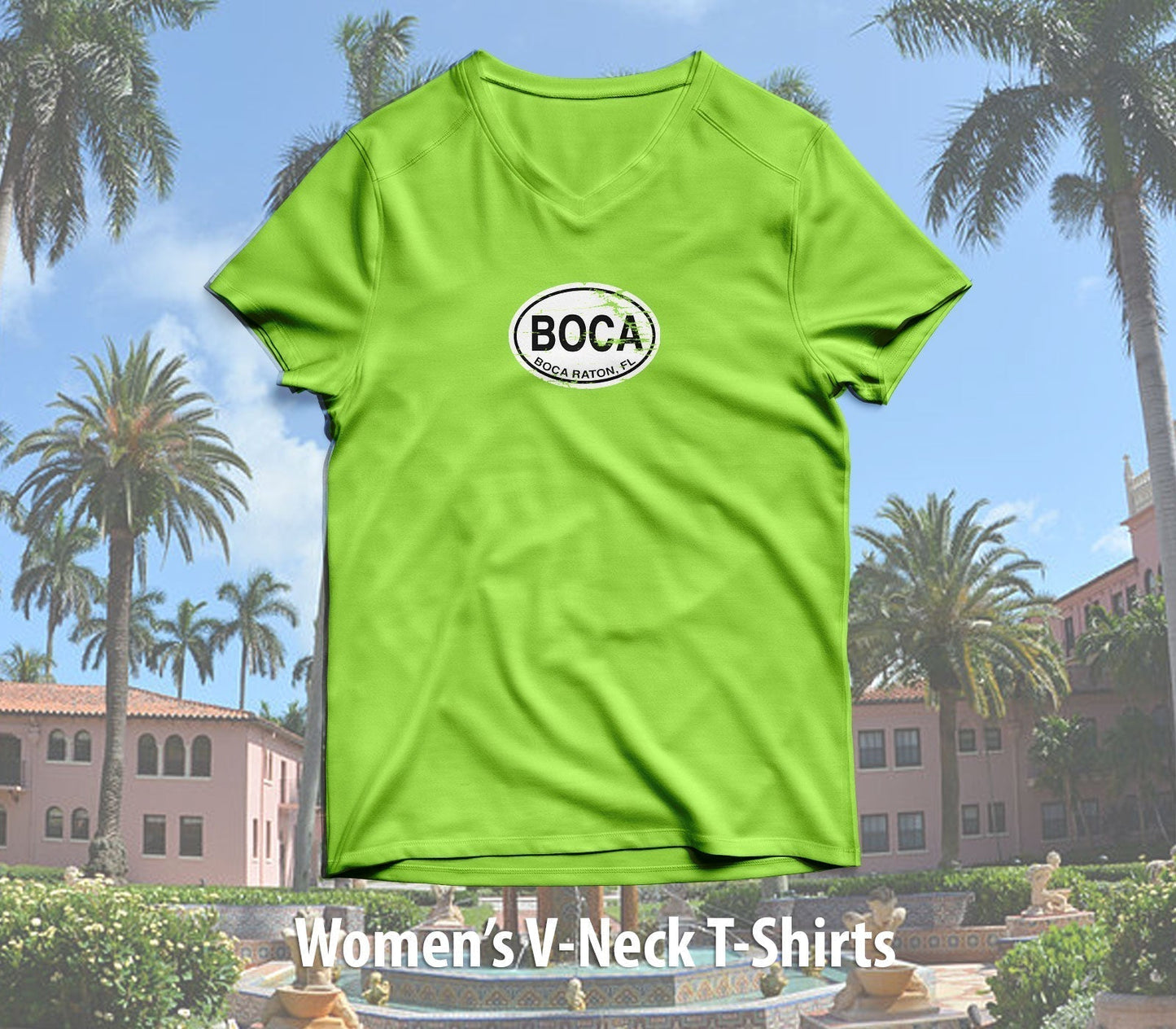 Boca Raton Women's V-Neck T-Shirt Souvenir - My Destination Location