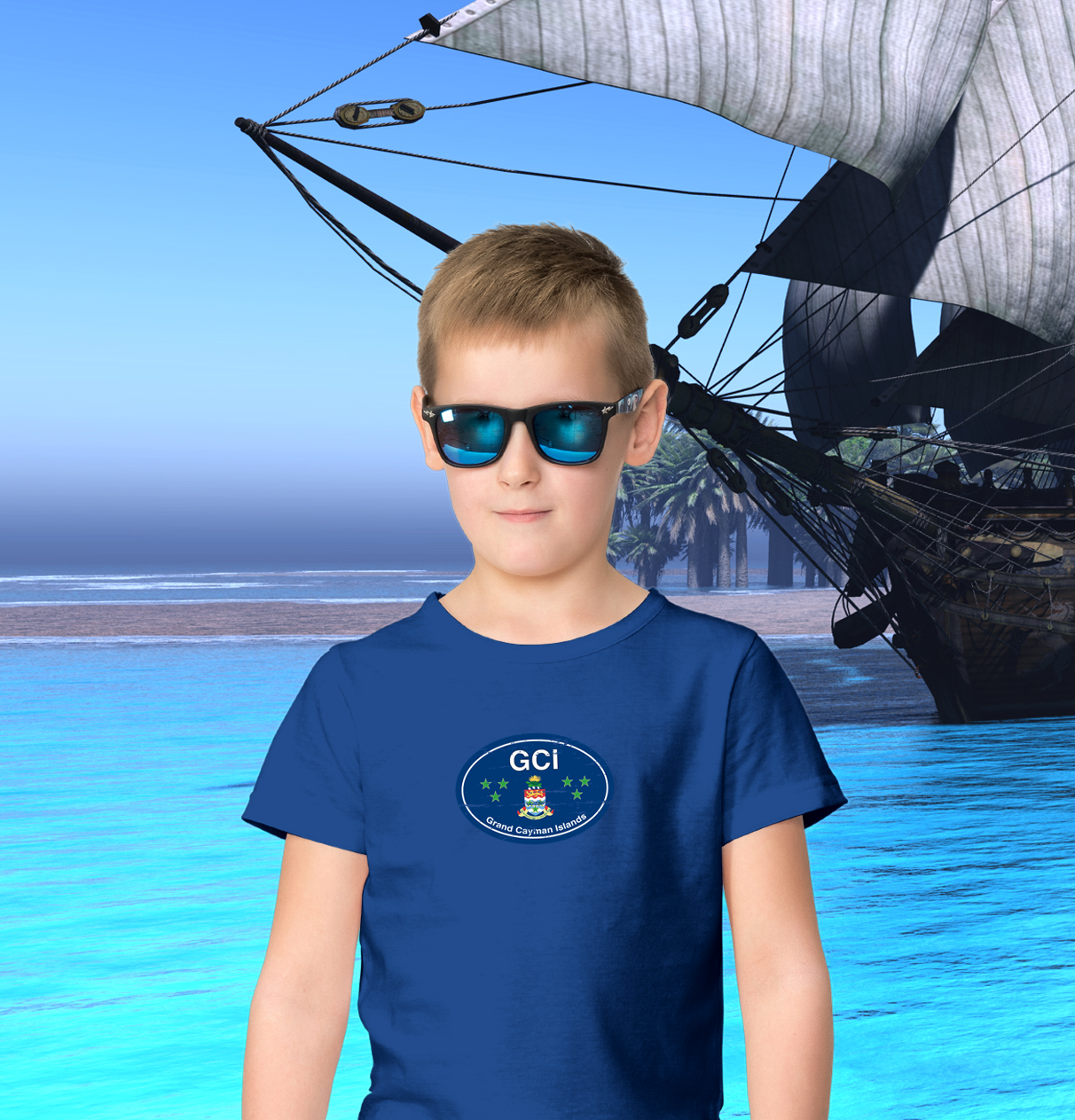 Grand Cayman Flag Youth T-Shirt - My Destination Location