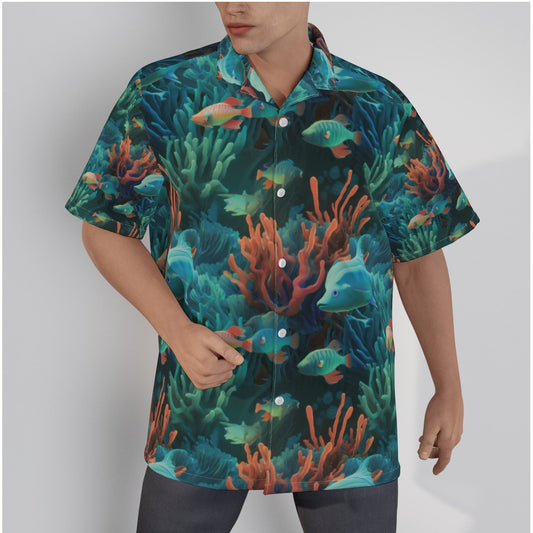 Aqua Sea Life Aquarium Men'sHawaiian Shirt