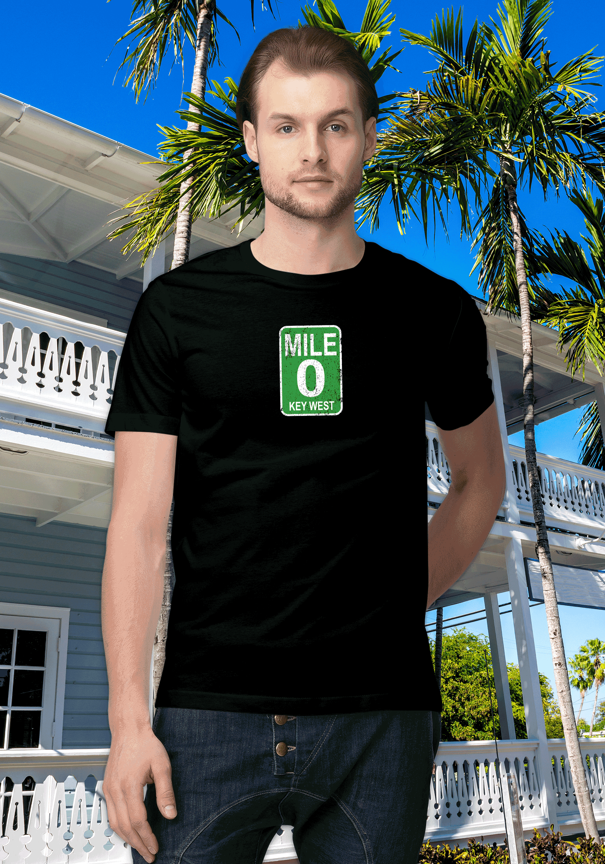Key West Men's Mile 0 T-Shirt Souvenir Gift - My Destination Location