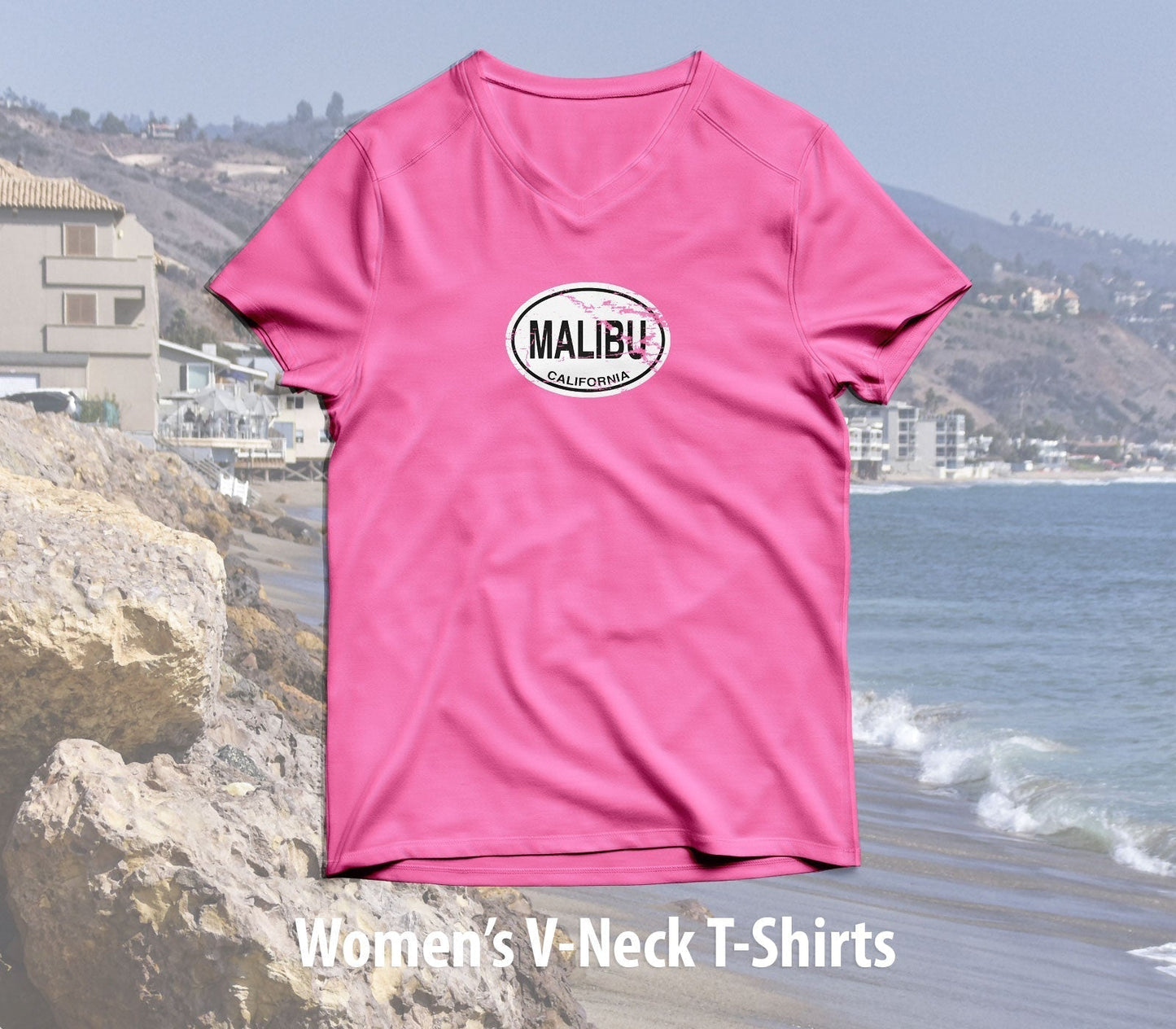 Malibu Women's V-Neck T-Shirt Souvenir - My Destination Location