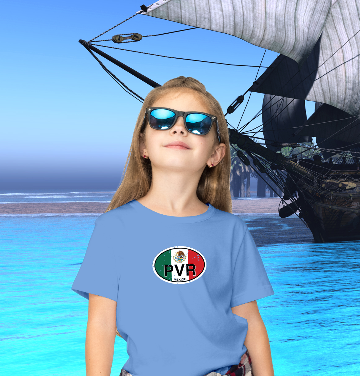 Puerto Vallarta Flag Youth T-Shirt - My Destination Location